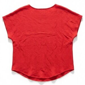 Danielle B Red Textured Rayon Flax Blend Short Sleeve Blouse,‎ Women's Medium